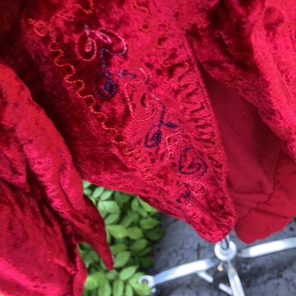 Vintage boho Hippy red velvet tunic unisex India M - Picture 9 of 12